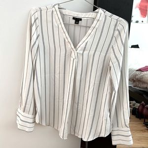 Ann Taylor black and white/cream-ish pinstripe blouse. Size xs